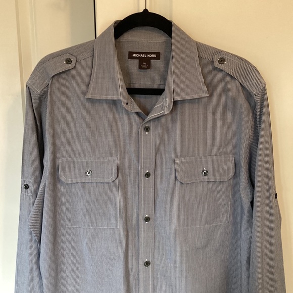 Michael Kors Blue and White Checked Shirt - Picture 3 of 7